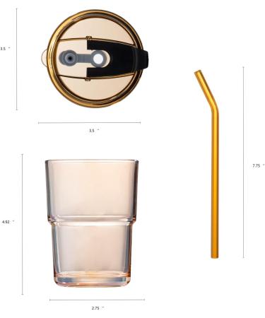 BLUEPOLAR 13oz Amber Tumbler Water Bottle with Straw and Lid - Insulated Glass Coffee Mug - Buy Online on SooperMarket.com