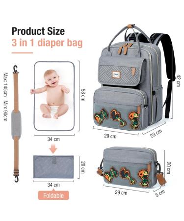Buy Tonyeee Personalized Diaper Backpack | Stylish Travel Baby Bag with Removable Cross Body Bottle - Gray - Buy Online on SooperMarket.com