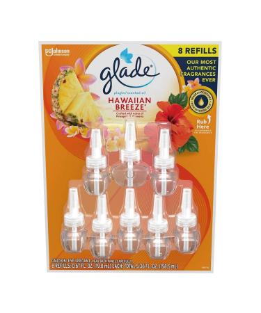 Glade Hawaiin Limited Edition PlugIns Scented Oils Refills 25% More 8 Ct-Hawaiian Breeze, 8 Count (Pack of 1), Yellow, 5 Fl Oz