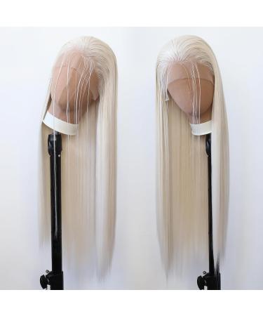 Platinum Blonde Synthetic Lace Front Wig for Black Women - Long Straight Heat Resistant Fiber Hair for Cosplay and Daily Wear - Buy Online on SooperMarket.com
