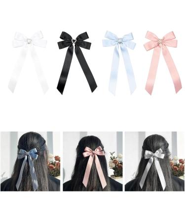 JSGHGDF Bowknot Hair Clip Heart Long Ribbon Bowknot Shape Hair Clip for Girl Spring Styling Tiaras Pink - Buy Online on SooperMarket.com