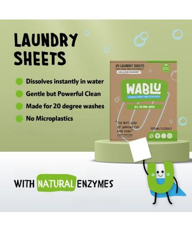 WABLU 72 Laundry Sheet Multipack | Spring Florals | Effective washing detergent sheets for your clothes to replace capsules pods and liquids | Natural Enzymes (BIO) | At least 72 washes - Buy Online on SooperMarket.com