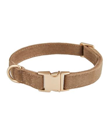 YUDOTE Ultra-soft dog collar natural cotton cord for medium dogs with sensitive skin brown M (1 pack) brown