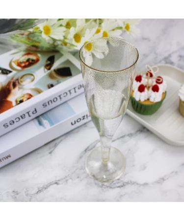 MR.FOAM Disposable Champagne Flutes - 6PC Gold Glitter Plastic glasses for Parties - 6.5 OZ - Buy Online on SooperMarket.com