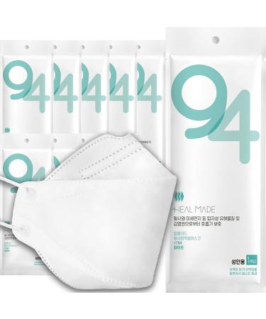 (Pack of 10) 4-layers Premium Filters (KF94 Certified) Face Mask (Made in Korea) Respirators Protective Disposable Safety Dust Covers (Adults Large) Individual Packaged - White