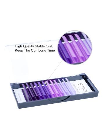Ombre Purple Colored Eyelash Extensions 14mm D Curl Easy Fan 0.07mm | Gradient Colored Lashes for Volume | Self Shadow Premade Lash - Buy Online on SooperMarket.com