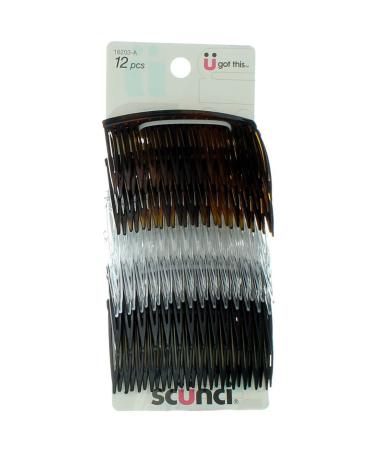Scunci Effortless Beauty Side Hair Combs Assorted 12 ea (Pack of 3)