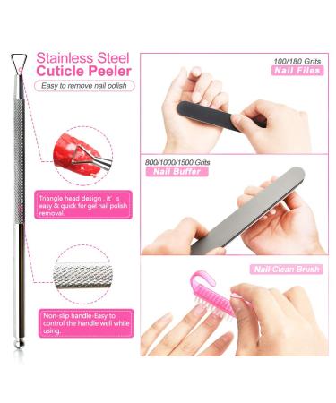 Professional Gel Nail Polish Remover Kit - Acetone Pump Dispenser, Nail Clips, Foil Wraps, Pusher & Brush - Acrylic/UV Gel/Soak-Off Polish Removal - Pink - Buy Online on SooperMarket.com