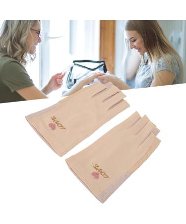 Manicure Gloves UV Protection Stretchy Breathable Fingerless Fiber Cotton Nail Lamp Gloves for Home Salon Grey (Light Yellow) - Buy Online on SooperMarket.com