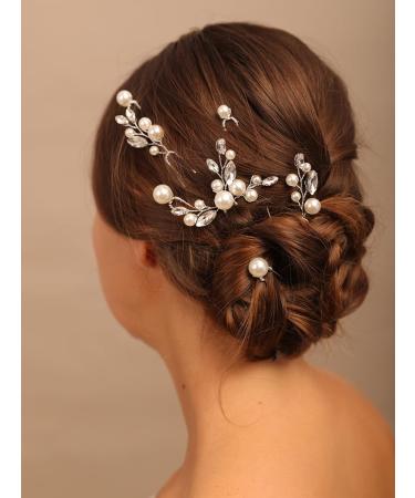 Chargances 7 Pieces Bridal Pearl Bobby Hair Pins Wedding Crystal Beaded Hair Pins Elegant Pearl Wedding Hair Accessories for Women and Girls (Gold)