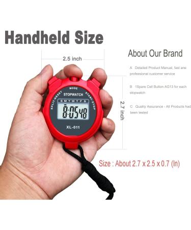BESTWYA Digital Stopwatch Large Screen Handheld Count Up Timer - Time Calendar Clock Function (Pack of 8) - Buy Online on SooperMarket.com
