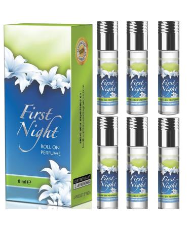 BlueQueen First Night Roll On Perfume for Women & Men Vegan & Safe for Sensitive Skin - Fresh Perfume with Notes of Driftwood Sea Salt & Seaweed - 0.27 Oz Pack of 6