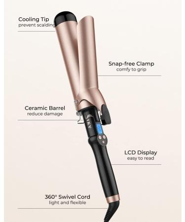 2 Inch Extra Long Barrel Curling Iron - Large Barrel Curling Wand for Long Hair - Ceramic Tourmaline - Dual Voltage - Buy Online on SooperMarket.com