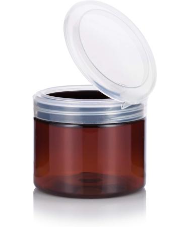 Buy 12 Pack 6 oz Amber PET Plastic Low Profile Jars with Clear Natural Flip Tops - Ideal for Skincare & DIY Projects | International Shipping Available - Buy Online on SooperMarket.com