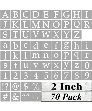 2 Inch Alphabet Letter Stencils for Painting - 70 Pack Letter and Number Stencil Templates with Signs for Painting on Wood, Reusable Letters and Numbers Stencils for Chalkboard Wood Signs & Wall Art