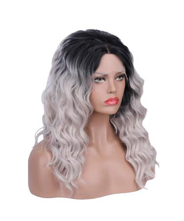 Buy SHIYID Heat Resistant Synthetic Lace Front Wig - Black Roots Loose Wave Middle Part Wig | International Shipping Available - Buy Online on SooperMarket.com