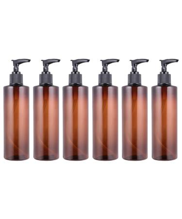 Beaupretty 6Pcs 250ml Soap Dispenser Pump Bottles Travel Empty Lotion Pump Bottle Refillable Bottle for Liquid Soap Lotions Shampoo (Brown Body Random Pump Head)