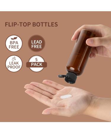 TOUREAL 100ML Bernstein Travel Bottles Set - 5 Empty Plastic Bottles with Flip Cap & Funnel for Cosmetics - International Shipping Available - Buy Online on SooperMarket.com