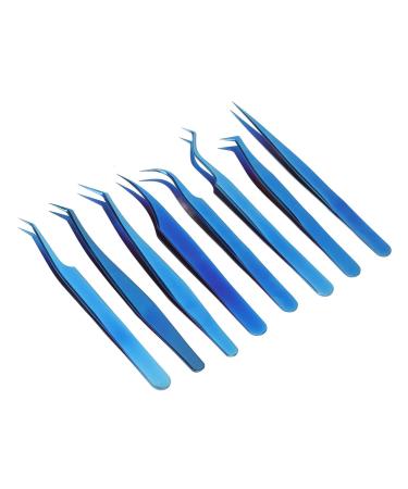 Premium 8-Part Steel Eyelash Extension Tweezers Set - Precision Fine Pointed Tools for Professionals - Buy Online on SooperMarket.com