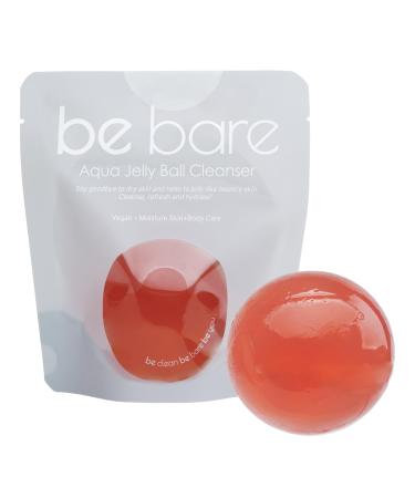 Be Bare Aqua Jelly Ball Cleanser Daily Face Wash Korean Skin Care Cleanser Ball for Dry Skin with Allantoin for Skin Protectant AHA &BHA for Exfoliation and Hydrating- Peachy Pink (1.41oz) Peachy Pink Peachy