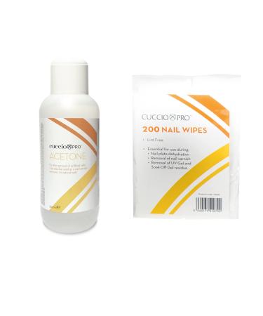 Cuccio 500ml Acetone and Nail Wipes Gel Removal Kit White