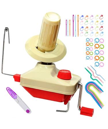 Yarn Ball Winder, Convenient Ball Winder for Yarn,Yarn Swift and Ball Winder Combo with Easy Installation for Yarn Storage + 53 Pieces Stitch Knitting Needles + 1 Pieces Scissors
