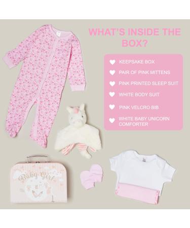 Baby Box Shop Newborn Baby Girl Gift Set - 7 New Baby Gifts with New Born Baby Essentials Unique Baby Girl Gifts Newborn - Pink Baby Hamper for New Baby Girl Gift - Newborn Girl Gifts Set - Pink M Pink - Buy Online on SooperMarket.com