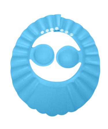 Baby Bathing Hat 6.6in Diameter Kids Shampoo Hat Silicone Ear Shower Hat for Children(Blue)