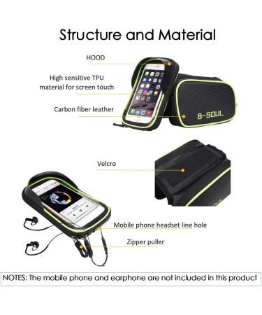 AIXIN B-Soul Bike Tube Frame Bag Saddle Bag | Waterproof Green | 6.2Inch Touchscreen Phone Holder for Bicycle Riding - Buy Online on SooperMarket.com