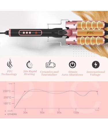 5-in-1 Ceramic Curling Wand Set with LCD Display - Interchangeable Waver Curling Iron for Long/Short Hair - Pink - Buy Online on SooperMarket.com