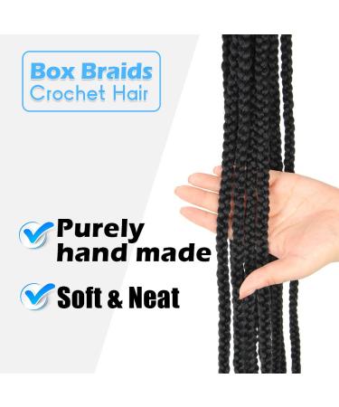 BOHOBABE 14 Big Loop Box Braids Crochet Hair - 8 Packs Prelooped Medium Short 3X Knotless Crochet Box Braiding Hair - Three Tones Natural Black Goddess Braid (1B) - Pack of 8 - Buy Online on SooperMarket.com