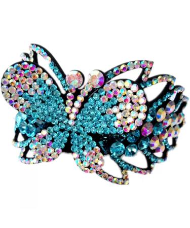 LIUHUO Girls Gymnastics Hair Scrunchies Performance Ties Hair Elastics Rhinestones Crystals Gymnastics Accessories for Gymnast Women Blue