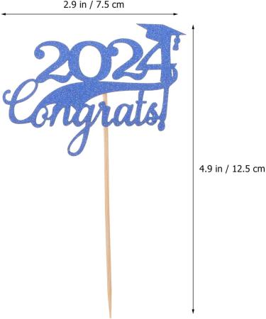 Cabilock 15pcs Graduation Cupcake Topper 2024 Congrats Cupcake Picks Class of 2024 Cupcake Insert Graduation Cupcake Decorations for 2024 Graduation Party Supplies Blue - Buy Online on SooperMarket.com