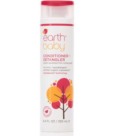 Earth Baby Conditioner + Detangler, Hypoallergenic for Sensitive Skin, Natural and Organic, for Babies Toddlers and Kids, 8.4 Fl Oz