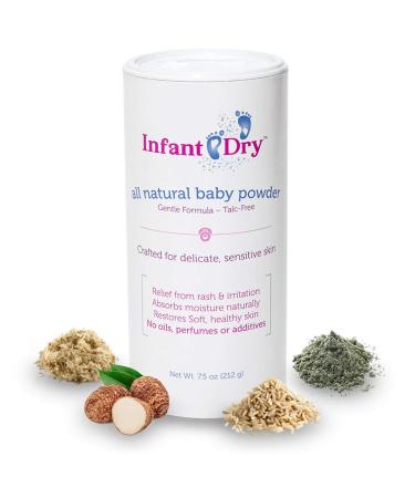 Infant Dry All Natural Baby Powder (7.5oz) | Gentle Formula Talc Free | All Natural and Unscented Dusting Powder for Sensitive Baby Skin - Buy Online on SooperMarket.com