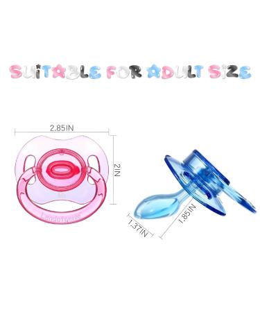 Landofgenie Adult Size Pacifier - Large Shield Gloss Transparent Design - 2 Pack (Blue & Pink) - International Shipping Available - Buy Online on SooperMarket.com