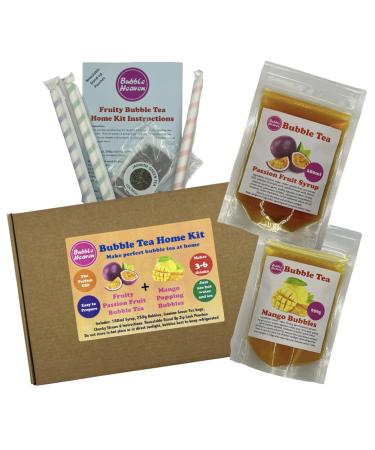 Fruity Passion Fruit with Mango Popping Bobas Bubble Tea Kit 3 to 6 Drinks Passion Fruit and Mango
