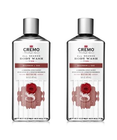 Cremo Rich-Lathering Bourbon & Oak Body Wash, A Sophisticated Blend of Distillers Spice, Fine Bourbon and White Oak, 16 Fl Oz (2-Pack)