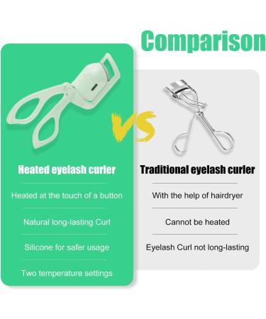 Electric Heated Eyelash Curler - Rechargeable Rapid Heat-Up Long-Lasting Curls with Sensing Heating Silicone Pad (Green) - Buy Internationally - Buy Online on SooperMarket.com
