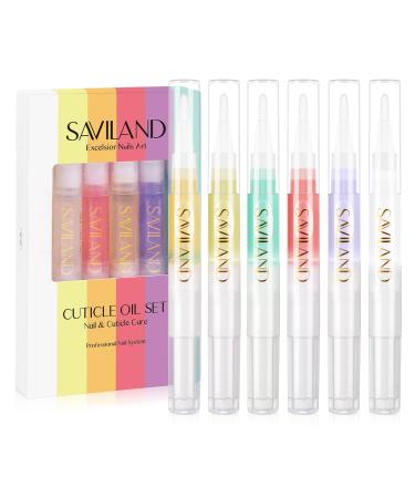 SAVILAND 6PCS Cuticle Oil Pen - Cuticle Oil for Nails for Nail Care, Nail Strengthener Oil for Nail Growth Treatment Nail Hardener for Nail Smoothing, Nourishing, and Moisturizing