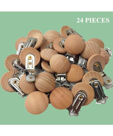 24-Piece Natural Beech Wood Pacifier Clips Teething Toy DIY Holder Accessories - Buy Online on SooperMarket.com