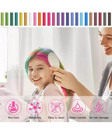 AOOWU 24 Colors Hair Chalk - Temporary, Safe & Washable Hair Dye for Kids | Hair Chalk Pens for Halloween, Christmas & Cosplay Parties - Buy Online on SooperMarket.com