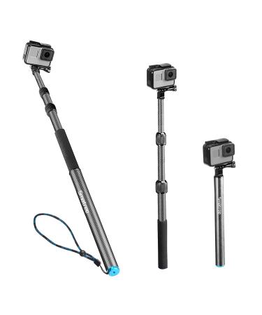 Smatree Carbon Fiber Detachable Extendable Floating Pole Selfie Stick Compatible for GoPro MAX/GoPro Hero 11/10/9/8/7/6/5/4/3 Plus/3/Session/GoPro Hero 2018/DJI OSMO Action 2 Camera