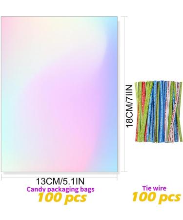 Cellophane Sweet Bags 100 Pcs 13x18cm Cellophane Party Bags with 100 Pcs Colored Twist Ties for Candy Treat Cookie Kids Party Gift Bags - Buy Online on SooperMarket.com