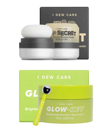 I DEW CARE Eye Cream with Applicator - Glow-Key 0.50 Fl Oz + Dry Shampoo - Tap Secret 0.27 Oz Bundle