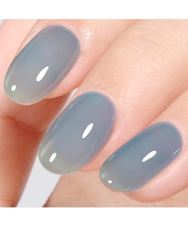 TOMICCA Grey Blue Jelly Gel Nail Polish - Sheer Teal Color, Quick Dry & Soak Off U V Gel Nails for DIY Nail Art - Buy Online on SooperMarket.com