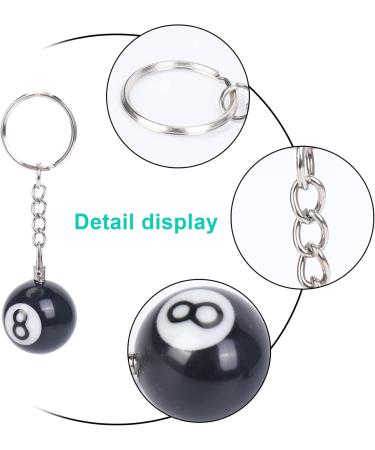 Aboiledy 2 Pieces Billiard Ball Keychain Creative Black 8 Ball Key Ring for Happiness | 25mm Plastic Keychain for Pool Enthusiasts - Buy Online on SooperMarket.com