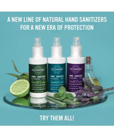 Vegan Hand Sanitizer Spray | EcoTomorrow | Kills 99.9% of Germs | Natural Formula with Essential Oils | Eucalyptus & Lemon | 4.06oz Bottle - Buy Online on SooperMarket.com