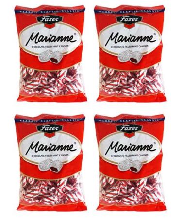 4 x 220g. of Fazer MARIANNE RED Finnish Milk Chocolate Filled Mint Candies Candy Sweets Bag Wholesale
