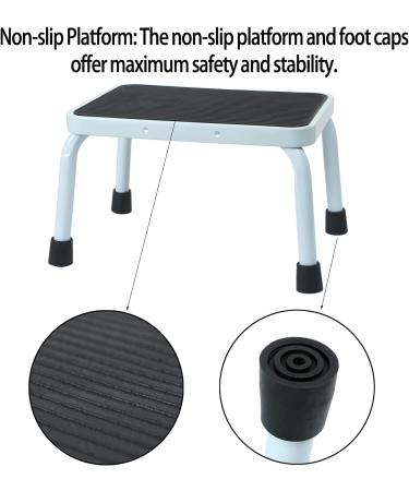 Sattiyrch 9.5 Step Stool - Anti-Skid Rubber Platform, Elderly Friendly, Heavy Duty, Easy Assembly - White/Black - Buy Online on SooperMarket.com